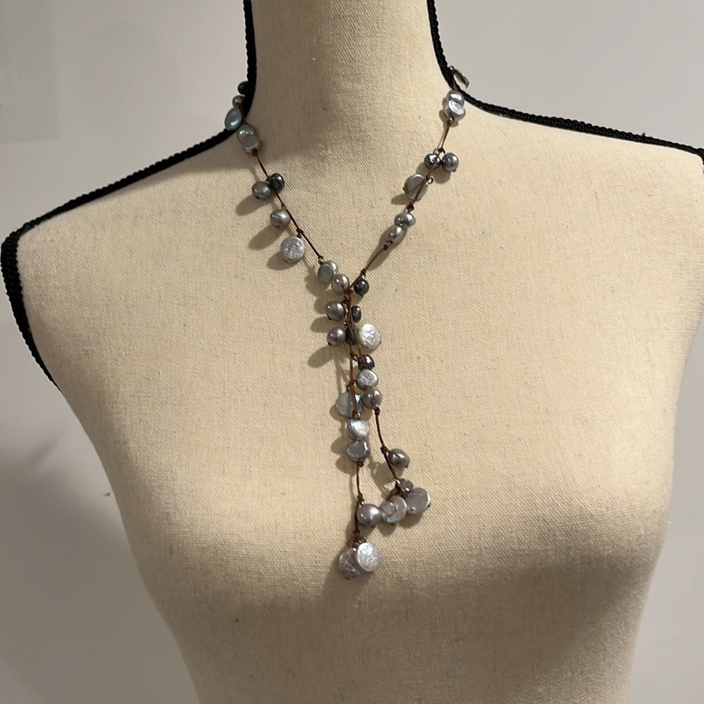 Leather Pearl Necklace